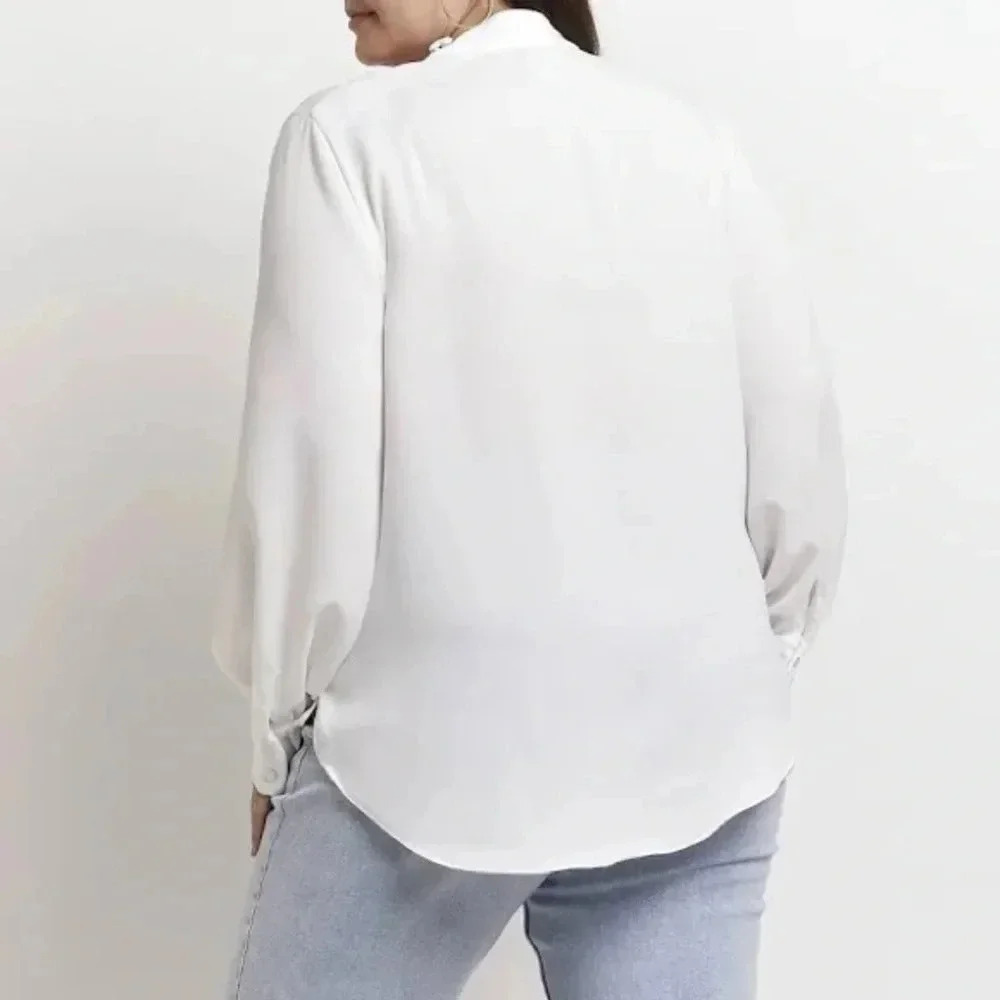 River Island White Long Sleeve Cutout Top Mock Neck Size 14 - Picture 3 of 13
